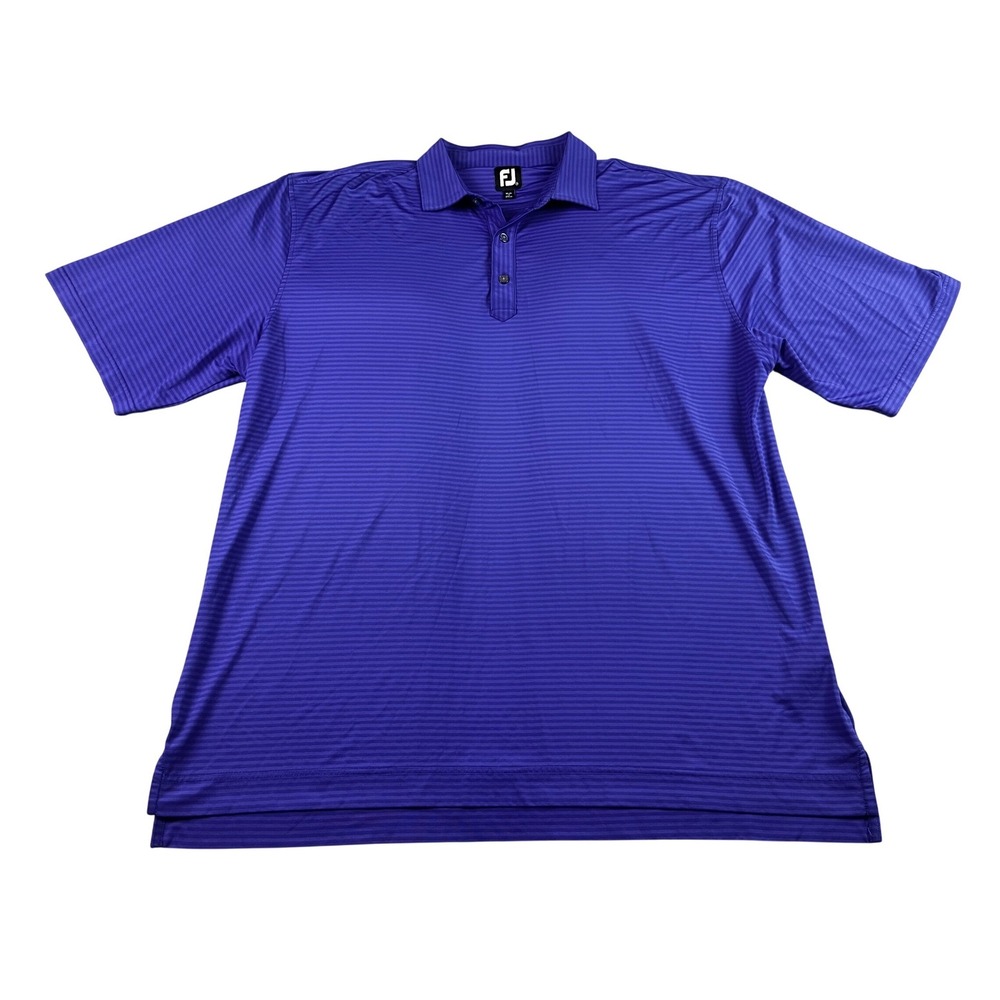 Footjoy FJ Golf Polo Shirt Short Sleeve 2XL Performance Stretch Purple Striped